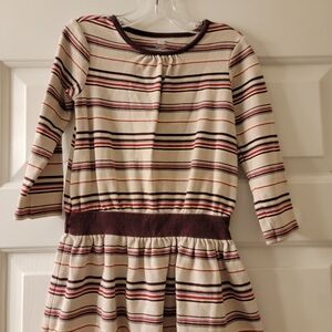 Tea Collection Kids Dress with Burgundy and Cream Stripes